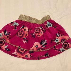 Baby pink corduroy skirt, gold waist. 6-12mo